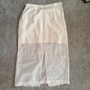a new day Cream Midi Skirt with Sheer Panel